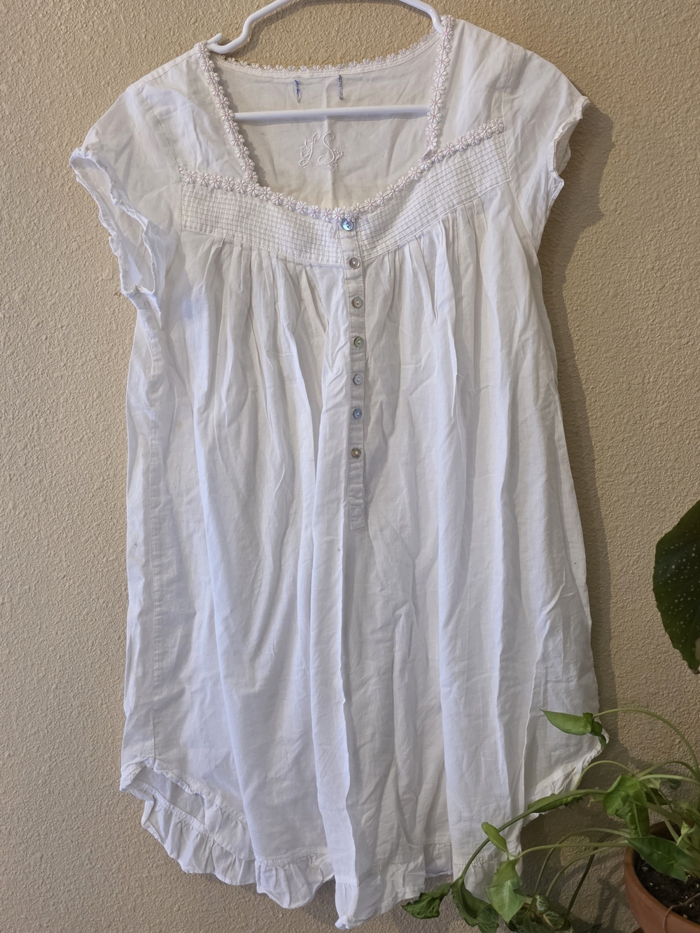 Vintage Cotton Cap Sleeve Night Gown
